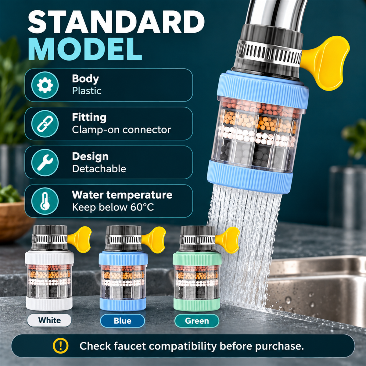 Clamp-On Faucet Water Filter