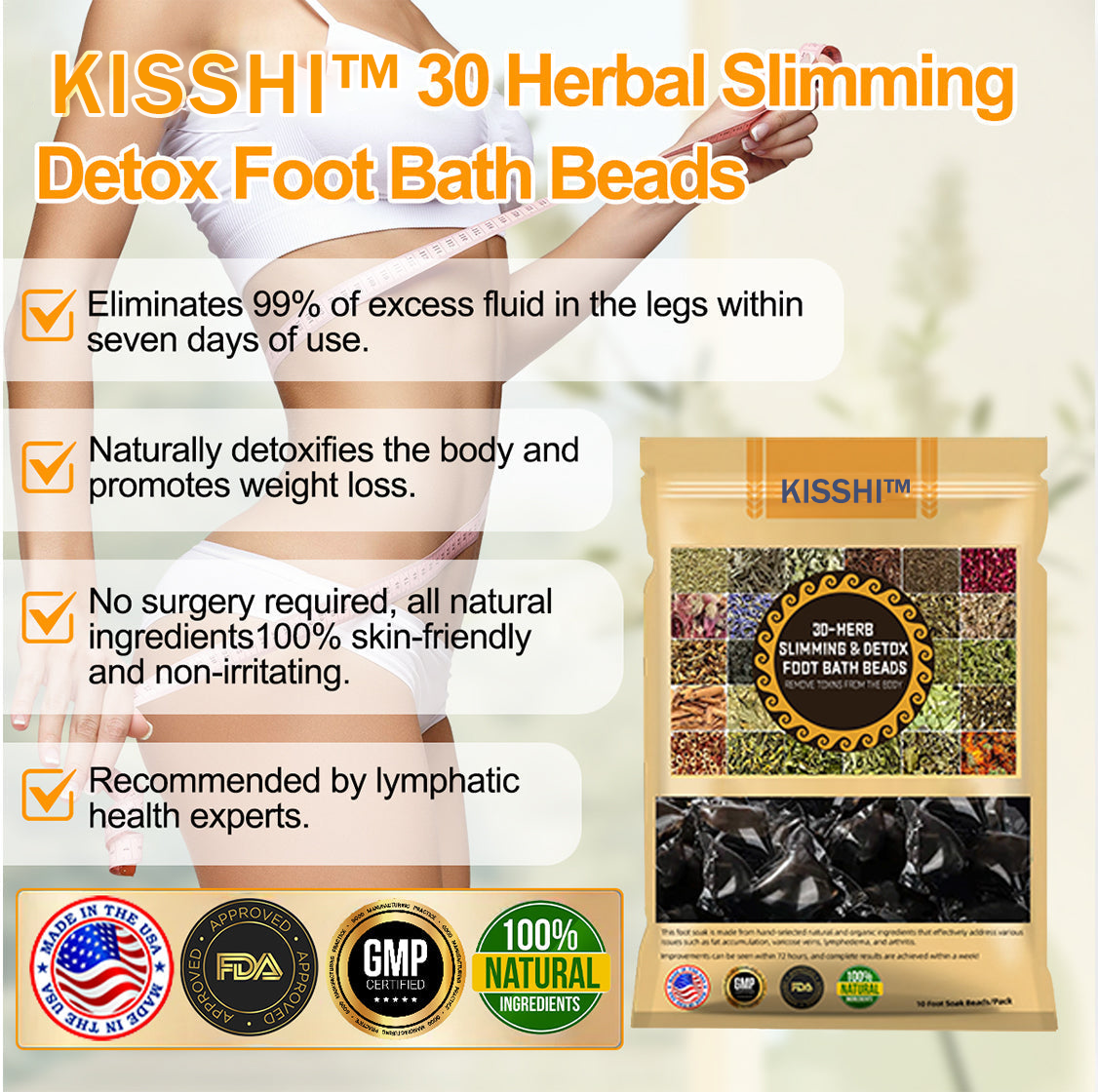 KISSHI™ 30-Herb Slimming & Detox Foot Bath Beads-🦵👩⚕️(LANA Certification, Lymphatic Association of America)