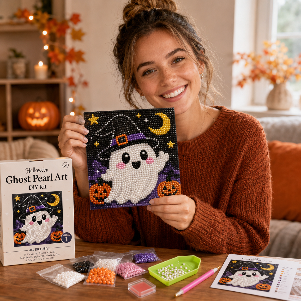 Halloween Ghost Pearl Art DIY Kit