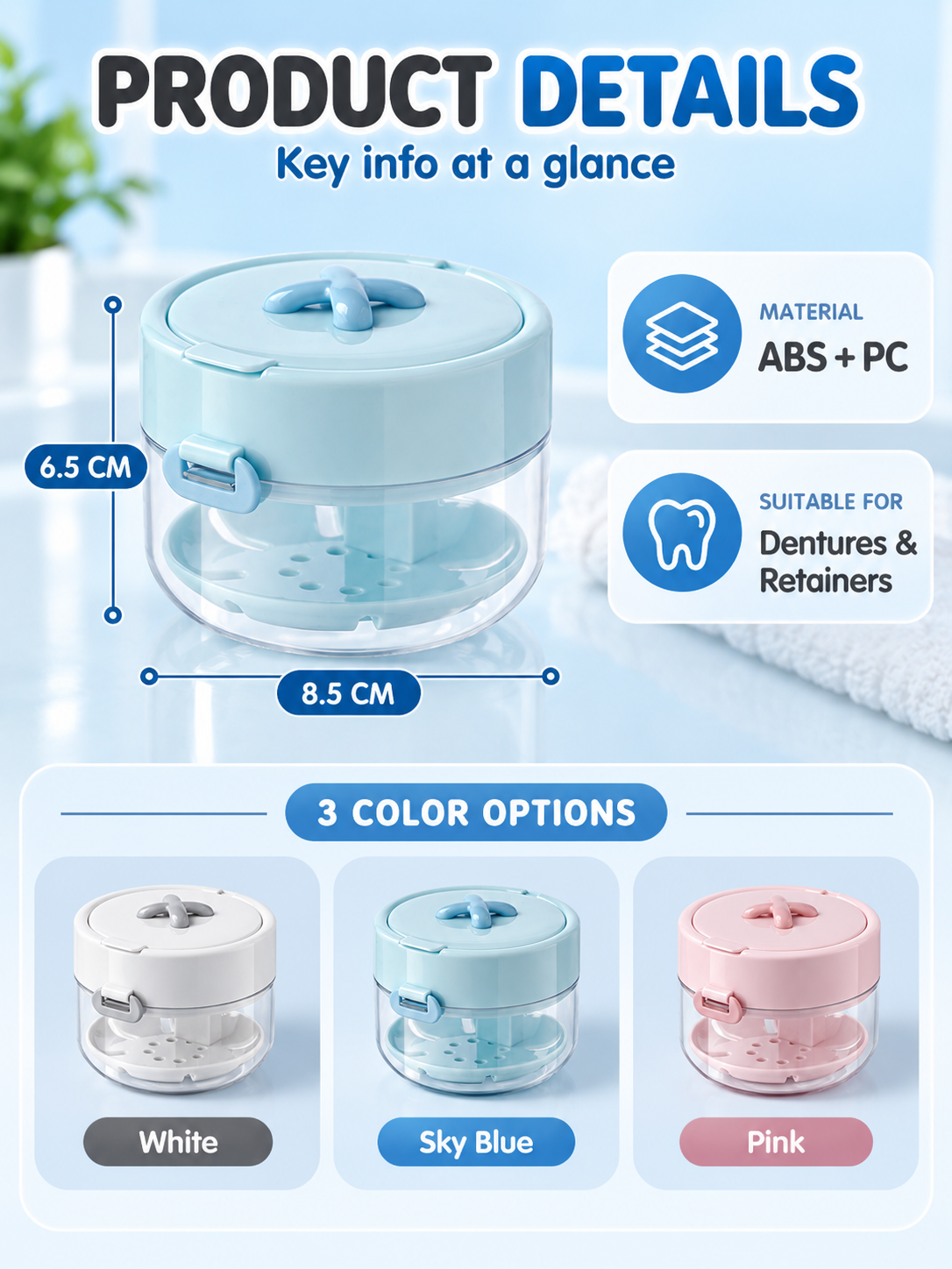 ✨ Travel Care Deal – Retainer Cleaning Case 🦷 Soak. Store & Rinse Container with Mirror & Brush for On-the-Go Use 💼