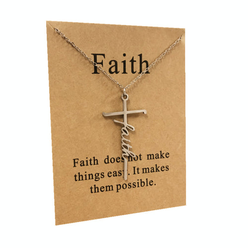 CZTICLE® Cross Necklace with Inspirational Card - Faith