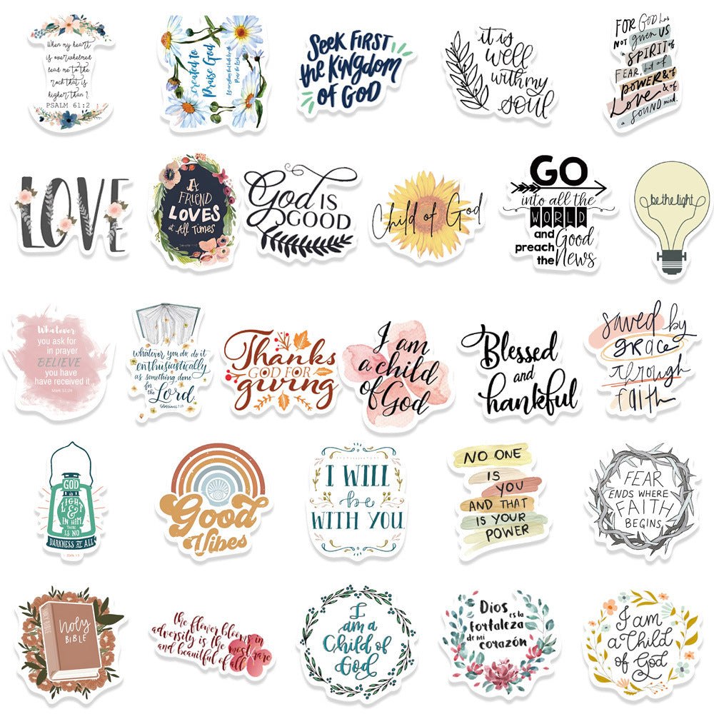 CZTICLE® 52-Piece Jesus Bible Quotes Sticker Collection - 2 Sets (Total 104-Piece)