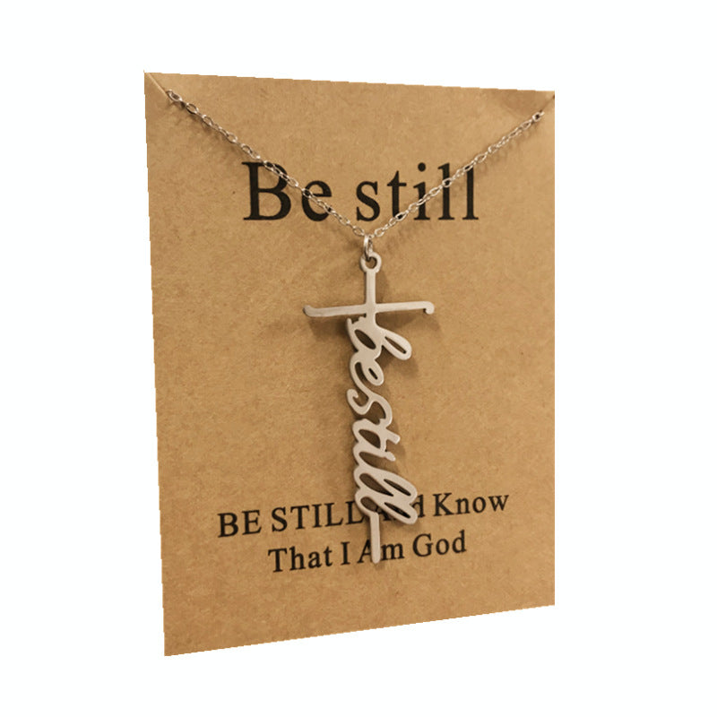 CZTICLE® Cross Necklace with Inspirational Card - Be Still