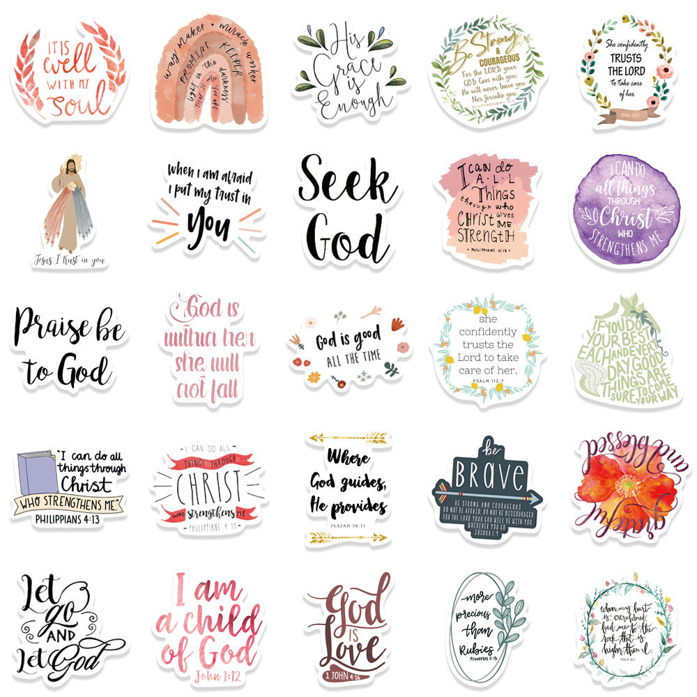 CZTICLE® 52-Piece Jesus Bible Quotes Sticker Collection - 2 Sets (Total 104-Piece)