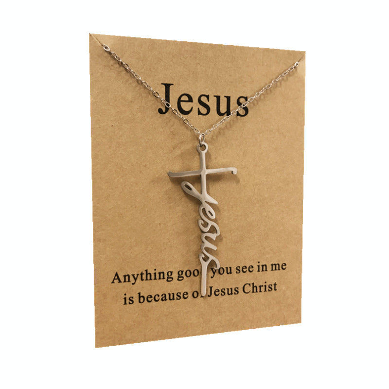 CZTICLE® Cross Necklace with Inspirational Card - Jesus
