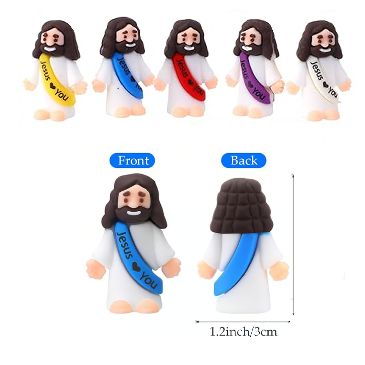 CZTICLE® Multi-Color Mini Jesus Figures Jesus Loves You