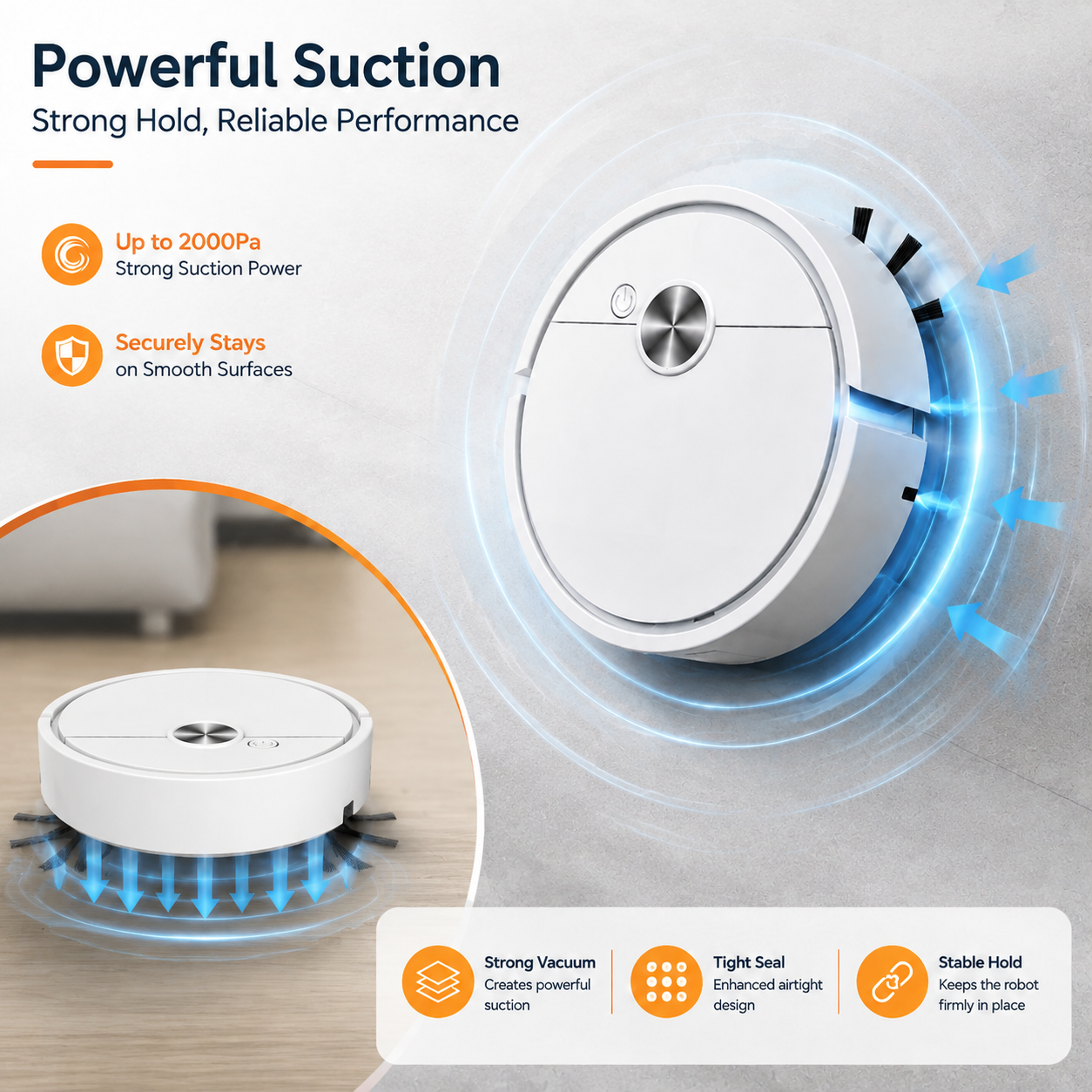 Mini robot vacuum cleaner powerful suction cleaning performance