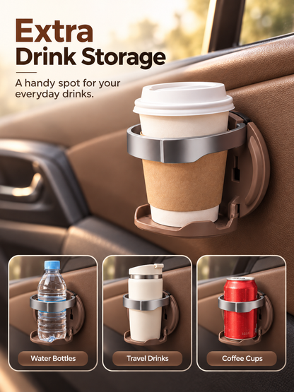 🚗 Foldable Car Door Cup Holder & Phone Stand – No-Drill 2-in-1 Vehicle Organizer