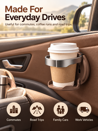 🚗 Foldable Car Door Cup Holder & Phone Stand – No-Drill 2-in-1 Vehicle Organizer