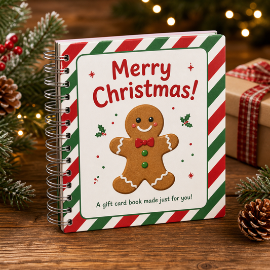 DIY Spiral-Bound Christmas Gift Card Album with Surprise Pages - Student Graduation Card Keeper, Christmas-Themed Gift Planner - Paper Gift Planner Notebook