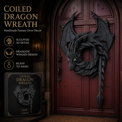 Handmade Coiled Dragon Wreath | Unique Front Door Fantasy Decor🐉