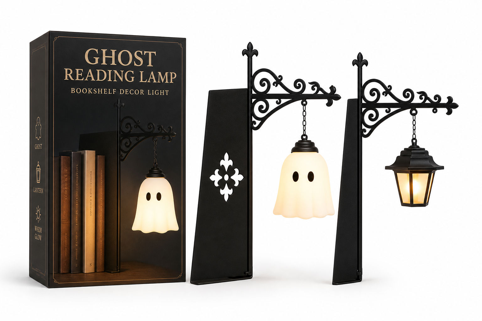 Ghost Reading Bookshelf Lamp displayed in full