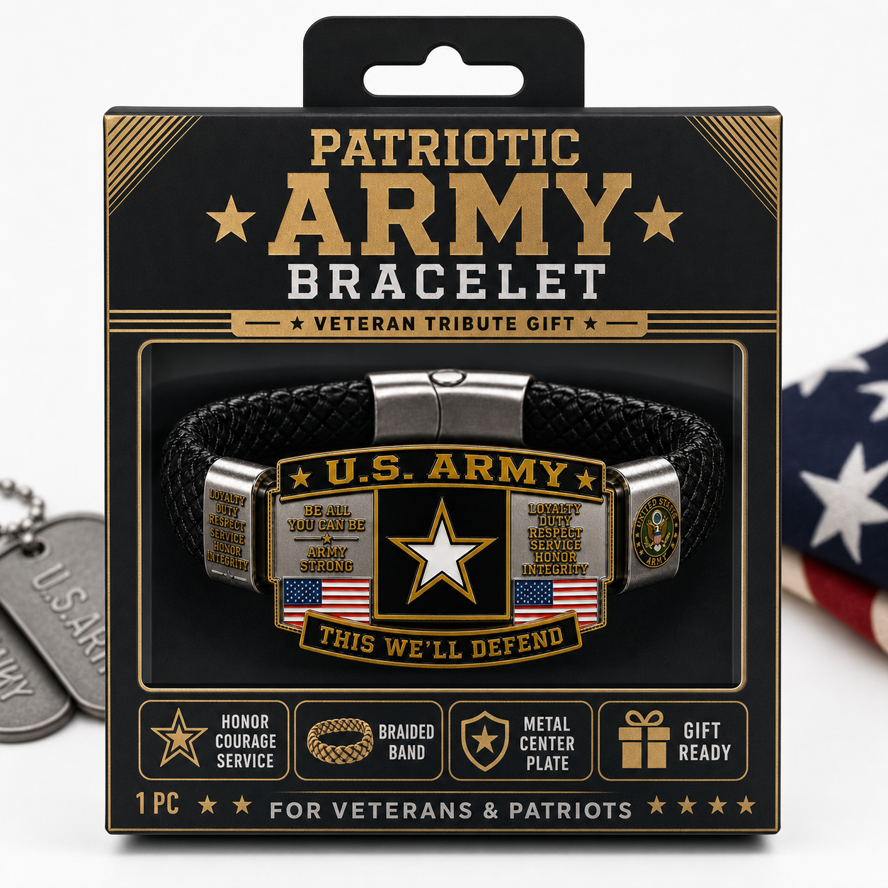🛡️Patriotic US Army Legacy Collection Bracelet with This We'll Defend Slogan