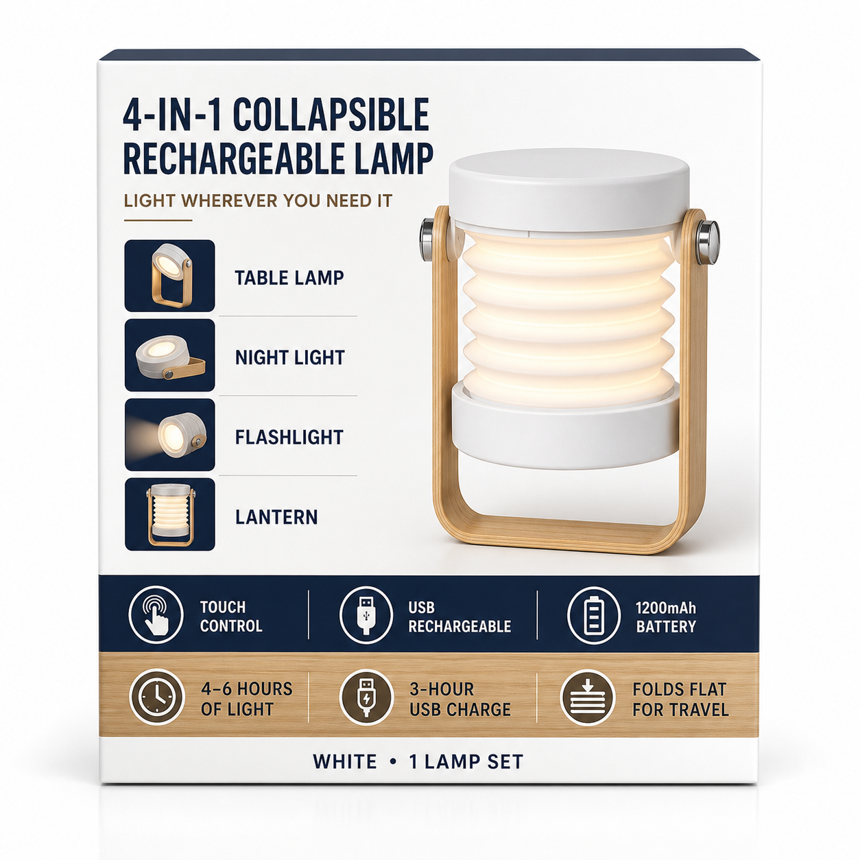 4-in-1 Collapsible Rechargeable Table Lamp