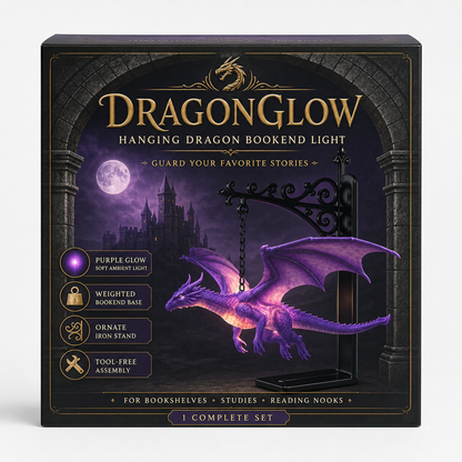 🔥LAST DAY 50% OFF - 🐉DragonGlow Hanging Purple Dragon Bookend Light