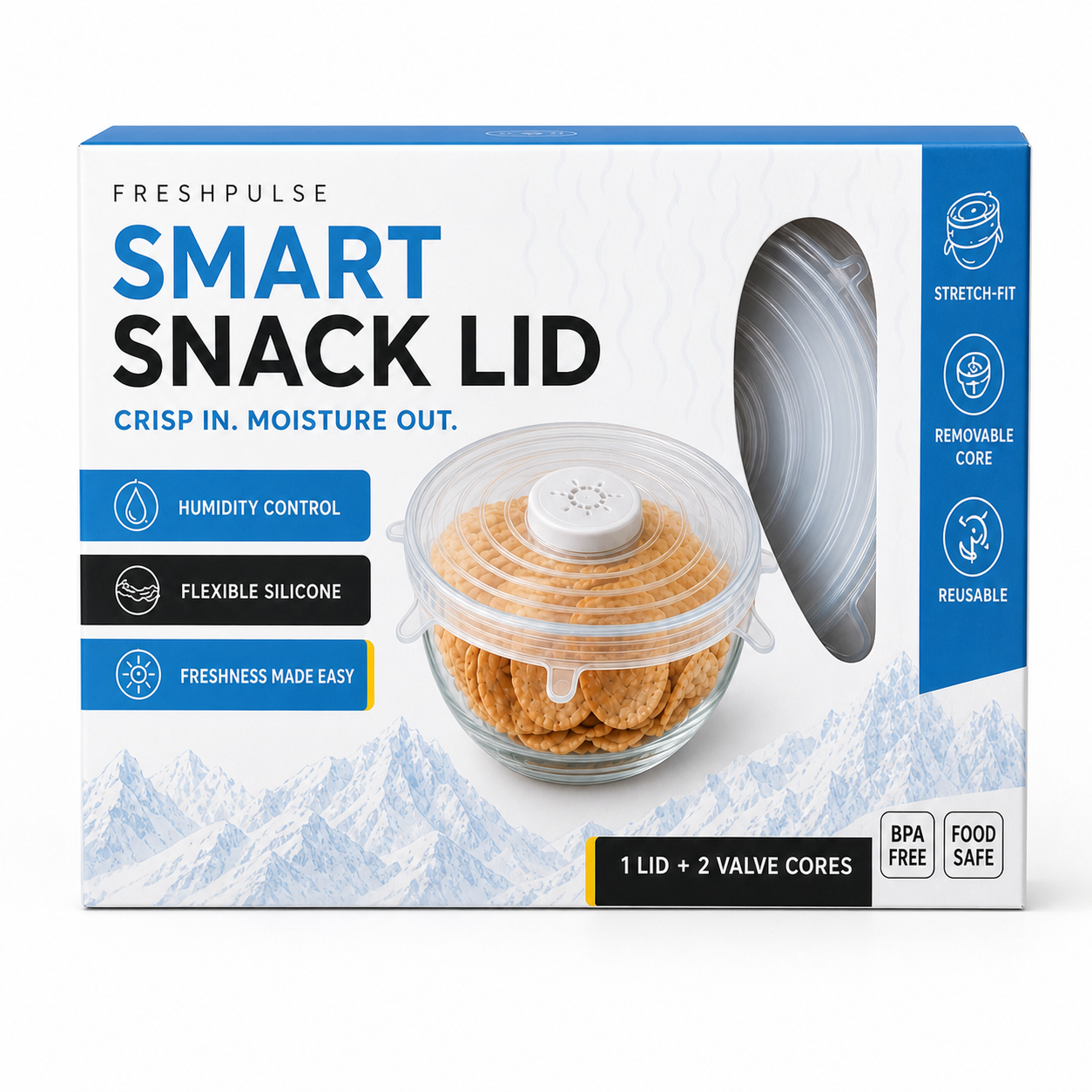 Smart snack lid retail packaging front