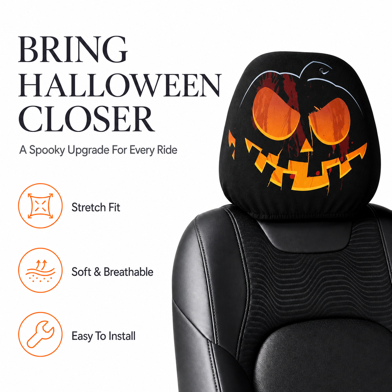 Scary Face Car Headrest Covers & Free shipping on orders over $39.99！