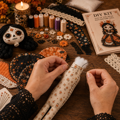Hand sewing and stuffing the patchwork doll body