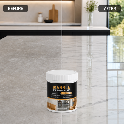 Marble Polishing Paste – Erases scratches & etches. restores natural shine. Protective barrier repels water & fingerprints. Save £££ on professional restoration! 🏠💎
