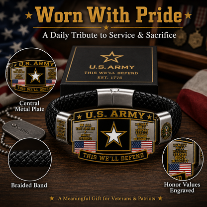 🛡️Patriotic US Army Legacy Collection Bracelet with This We'll Defend Slogan