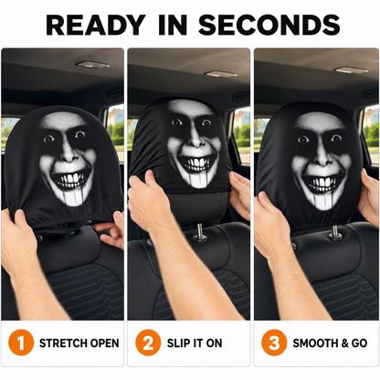 Scary Face Car Headrest Covers & Free shipping on orders over $39.99！