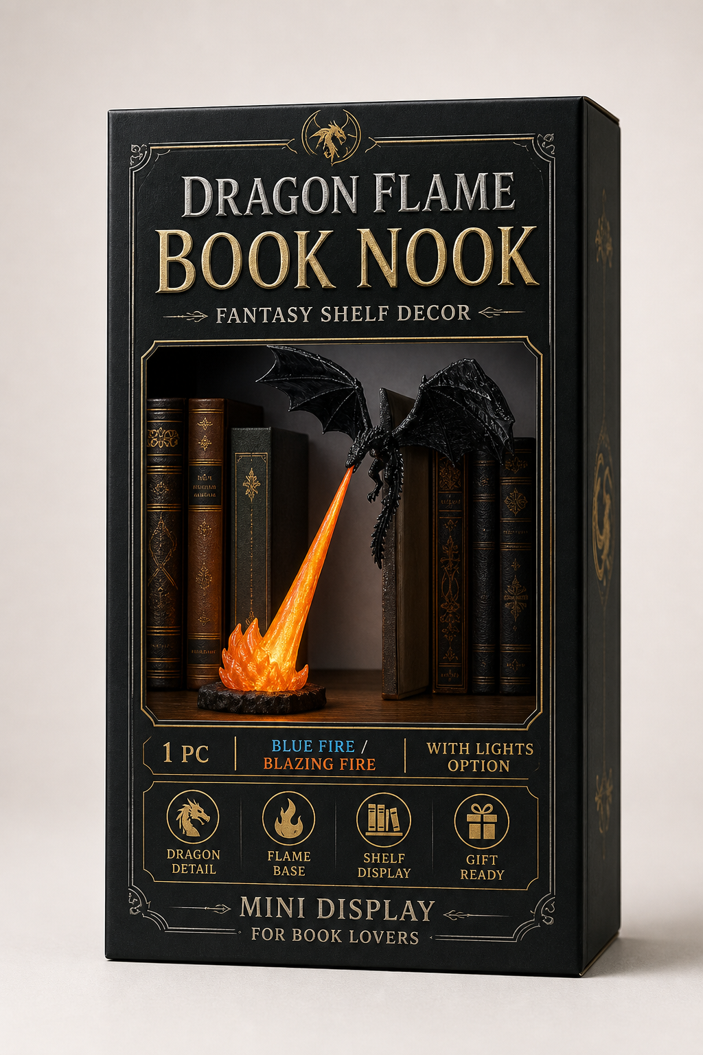 🔥 HOT SALE 🔥🐉Naotstore - Dragon Flame Book Nook