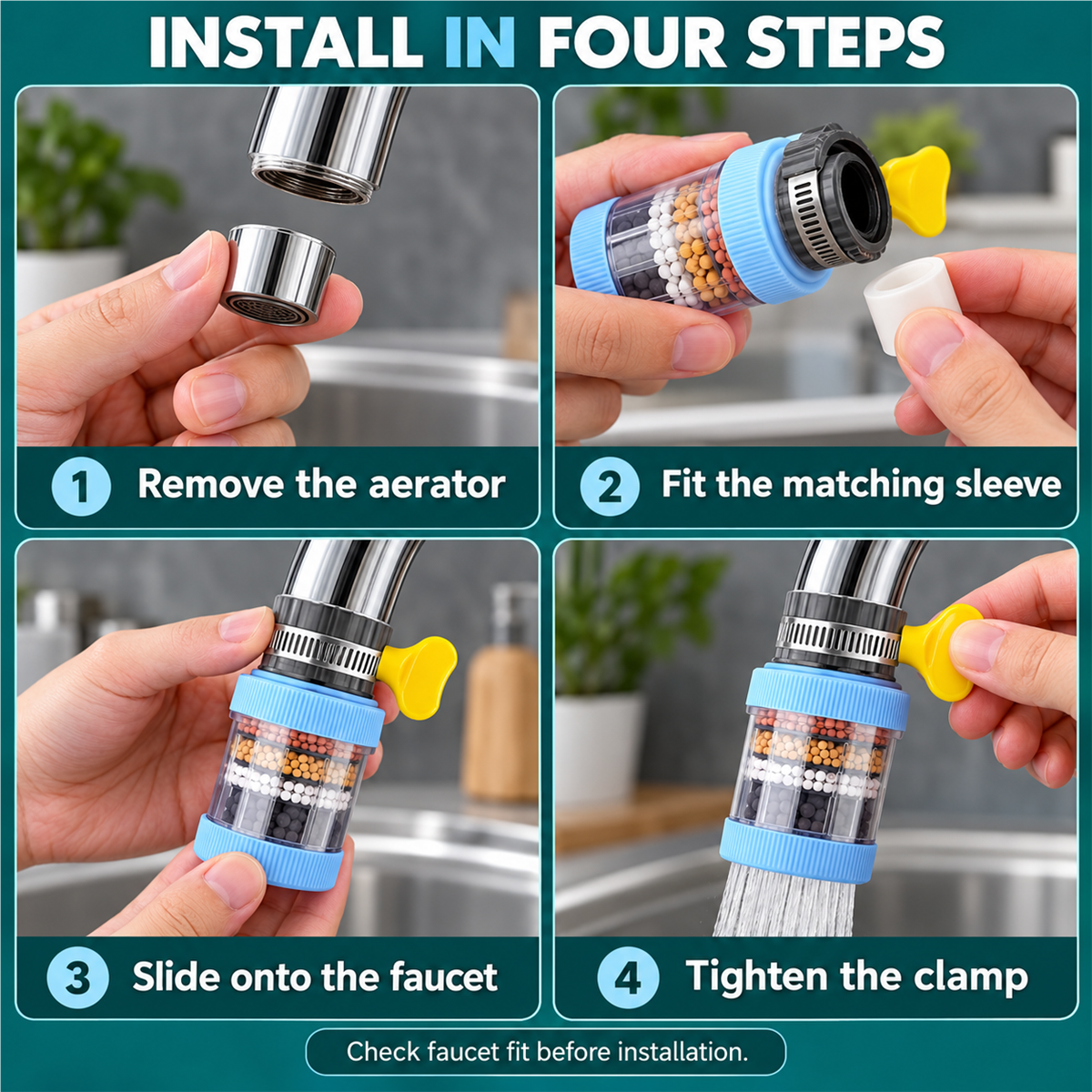 Clamp-On Faucet Water Filter