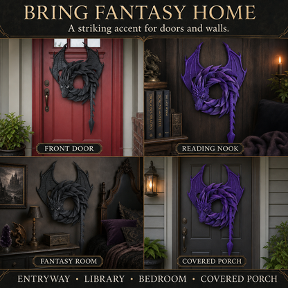 Handmade Coiled Dragon Wreath | Unique Front Door Fantasy Decor🐉