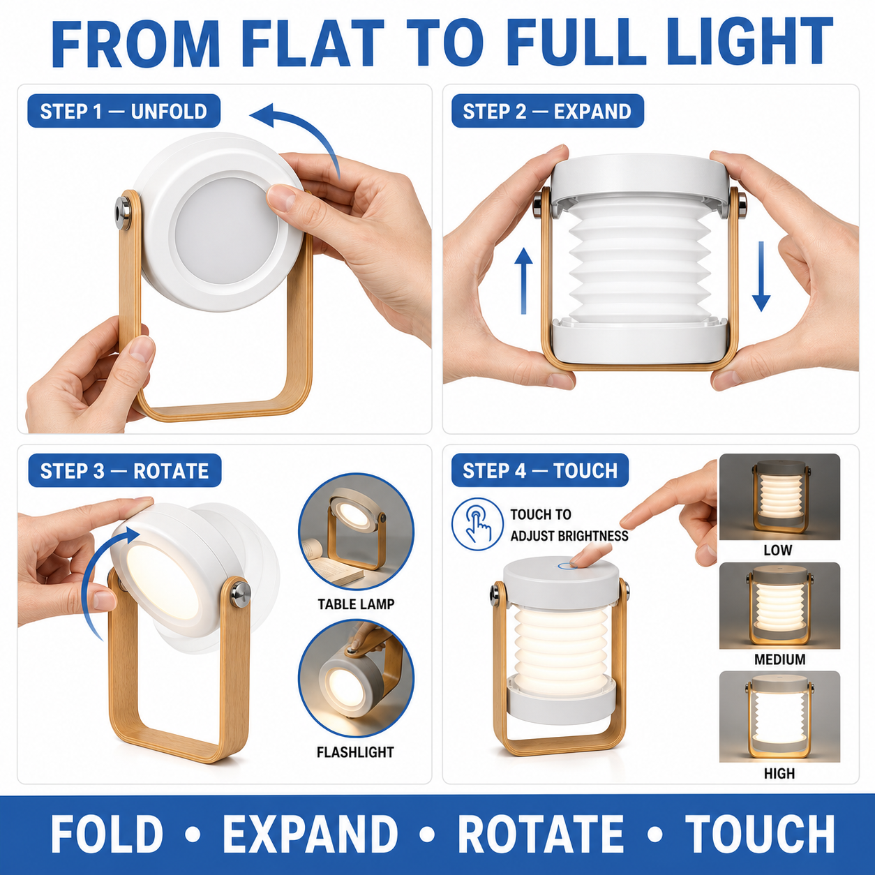 4-in-1 Collapsible Rechargeable Table Lamp