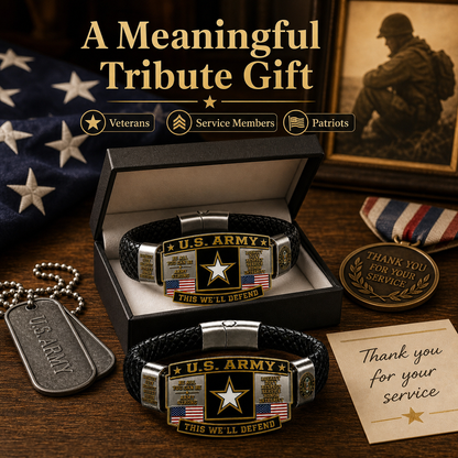 🛡️Patriotic US Army Legacy Collection Bracelet with This We'll Defend Slogan