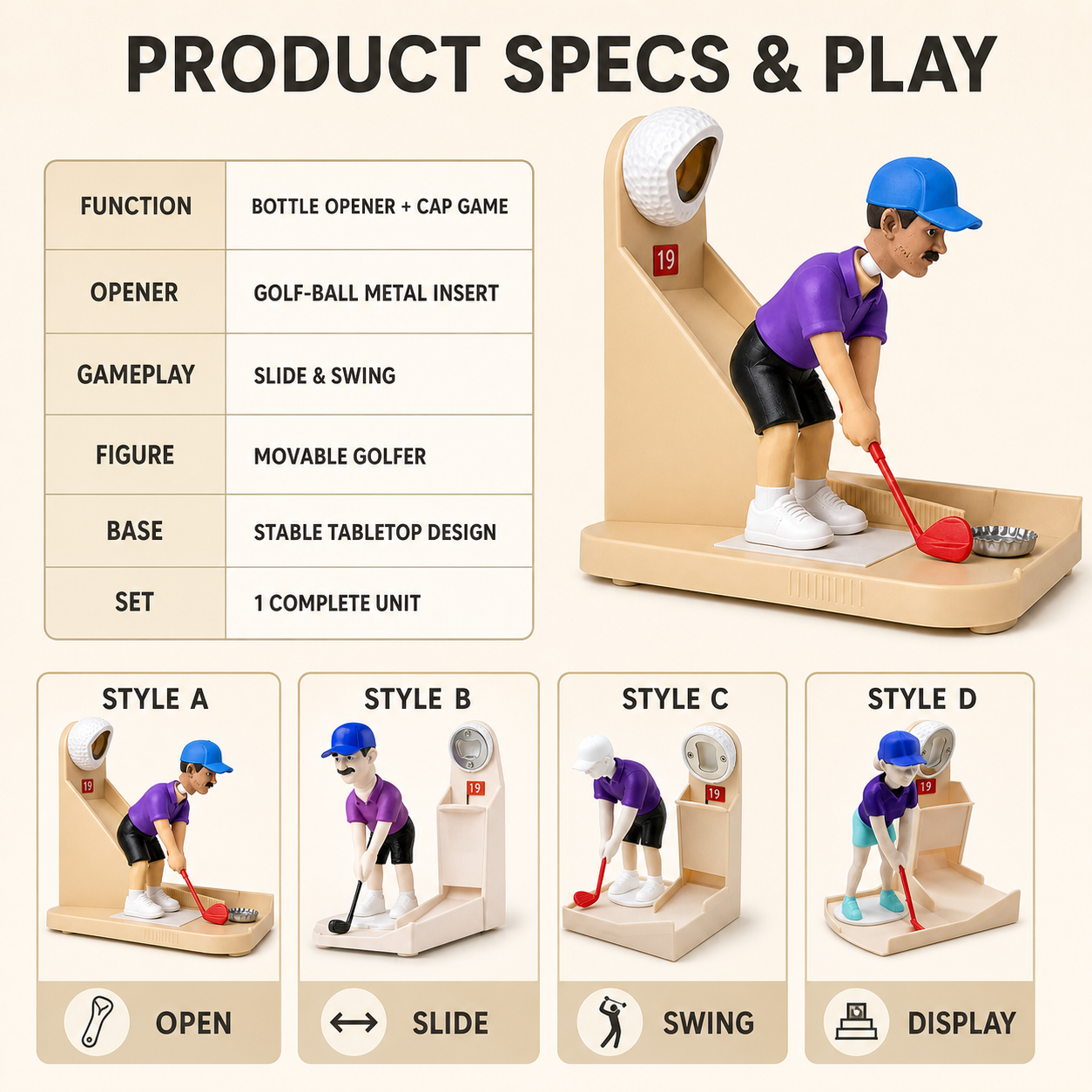 Novelty Golfer Bottle Opener Game Free shipping on orders over $39.99！
