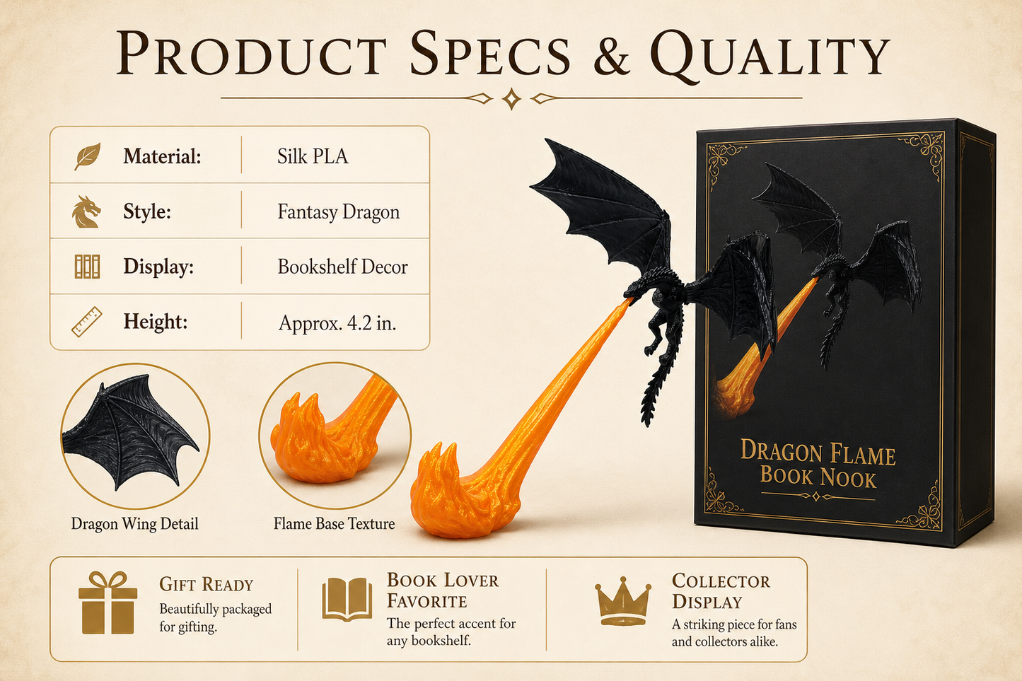 🔥 HOT SALE 🔥🐉Naotstore - Dragon Flame Book Nook