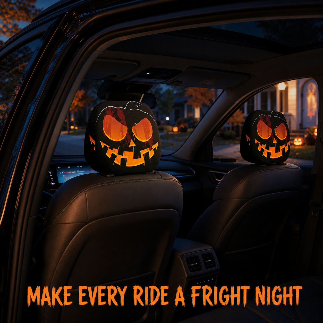 Scary Face Car Headrest Covers & Free shipping on orders over $39.99！