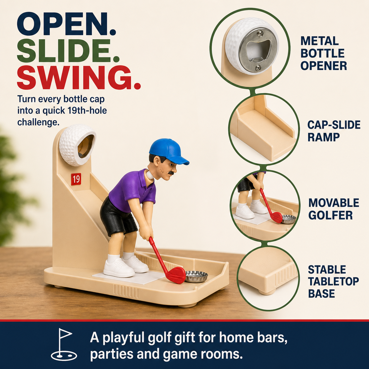 Novelty Golfer Bottle Opener Game Free shipping on orders over $39.99！