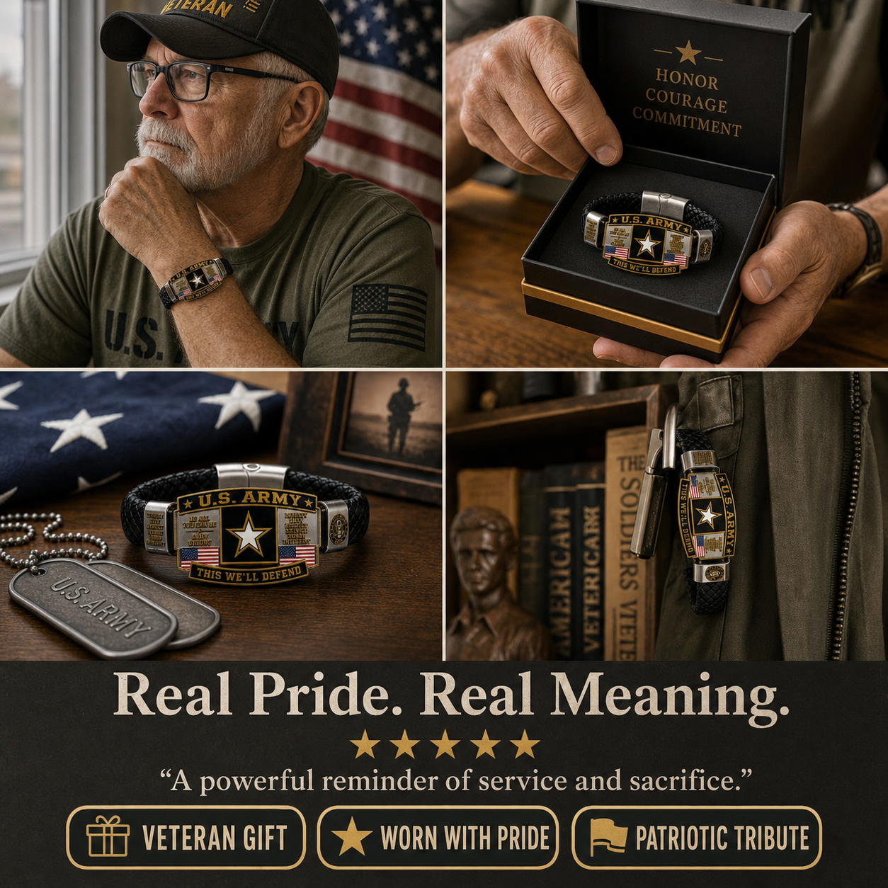 🛡️Patriotic US Army Legacy Collection Bracelet with This We'll Defend Slogan