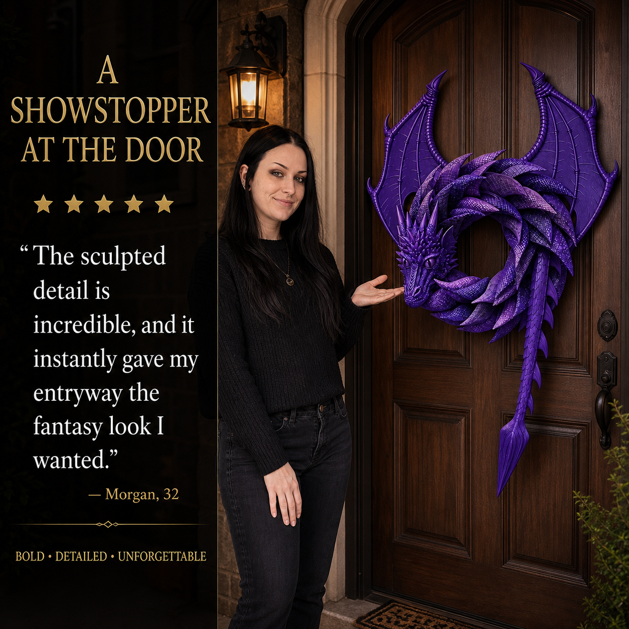 Handmade Coiled Dragon Wreath | Unique Front Door Fantasy Decor🐉