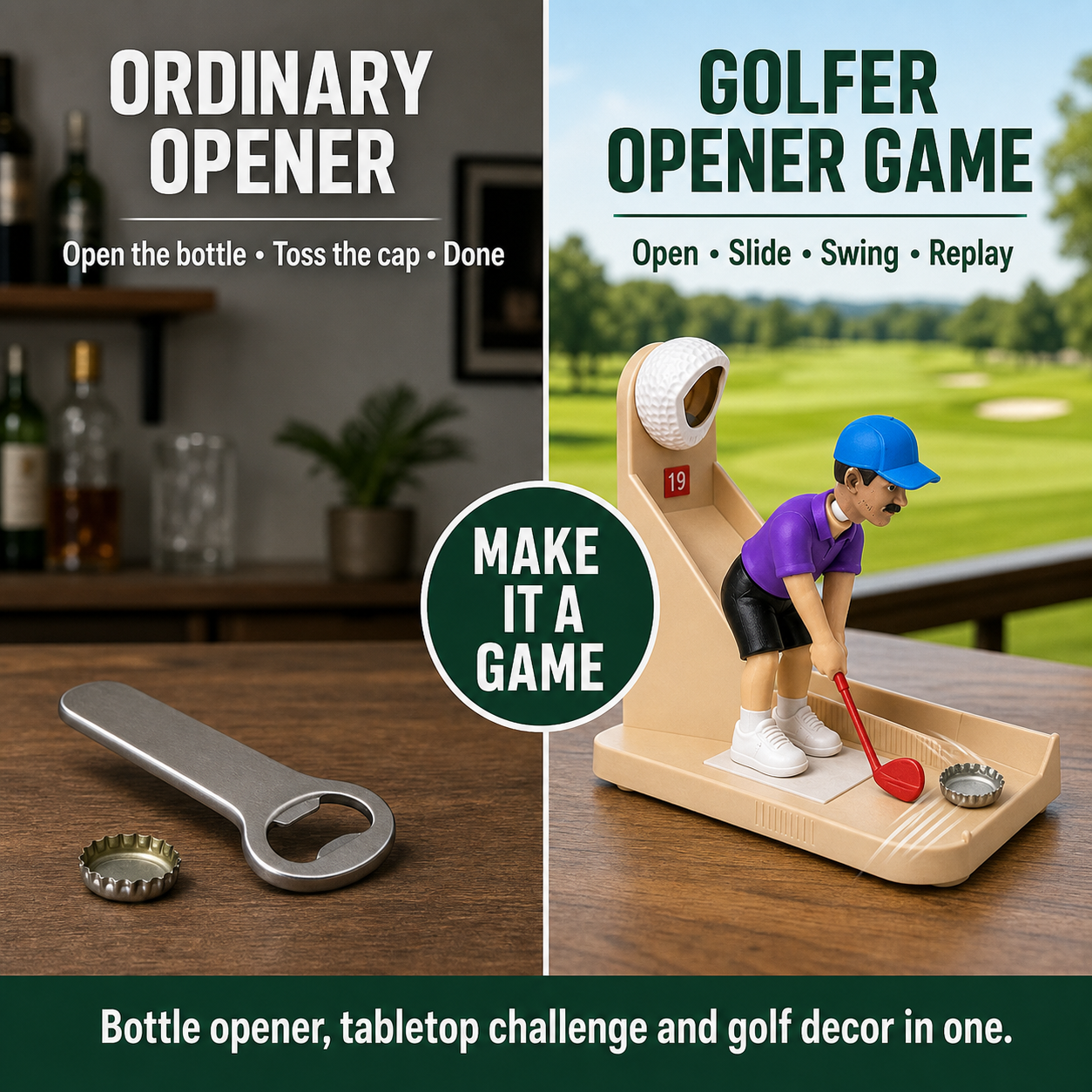 Novelty Golfer Bottle Opener Game Free shipping on orders over $39.99！