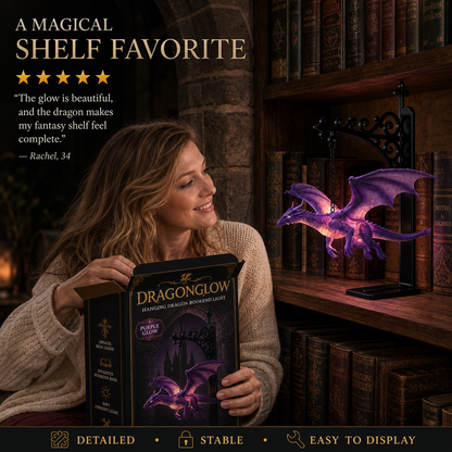 🔥LAST DAY 50% OFF - 🐉DragonGlow Hanging Purple Dragon Bookend Light