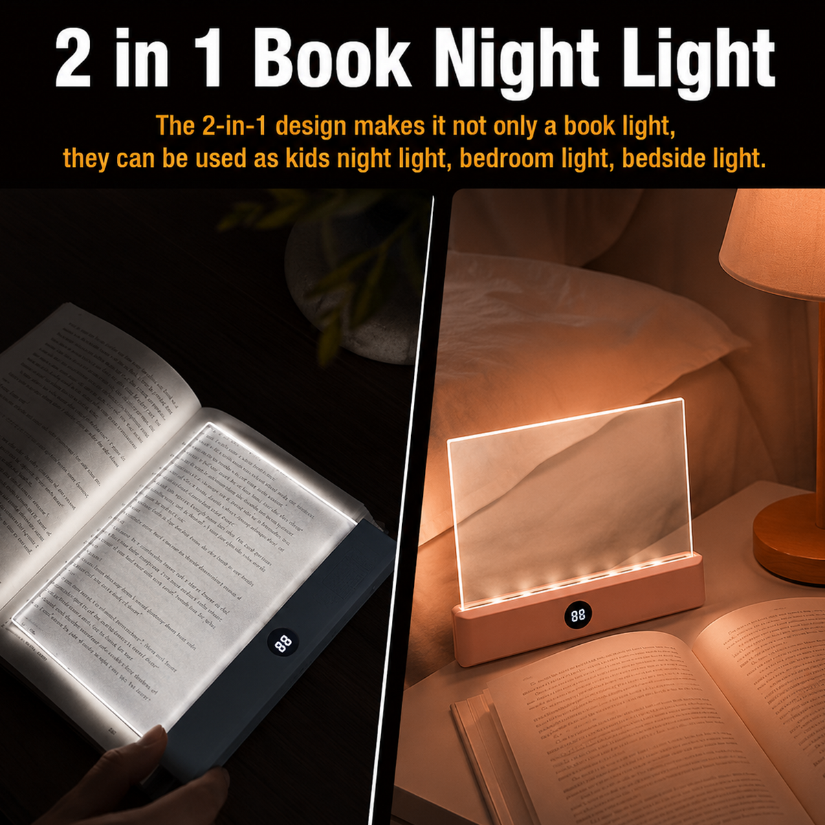 Rechargeable Full-Page Book Light with Timer