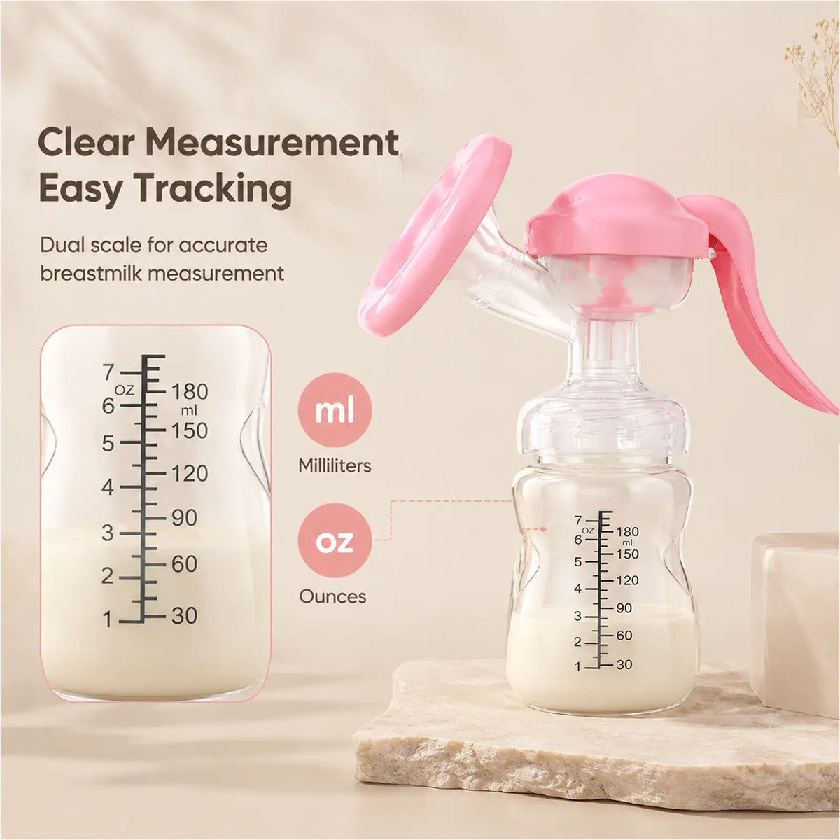 180 ml and 7 oz graduated breast milk bottle