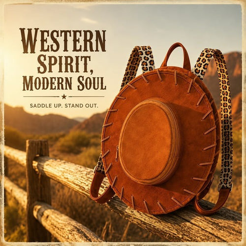 Western cowgirl hat backpack main product view