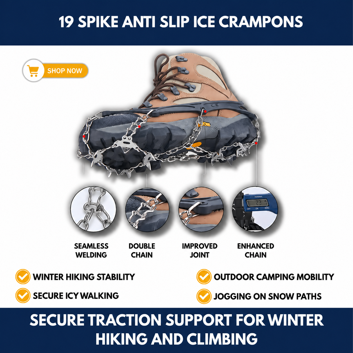 19 Spike Anti Slip Ice Crampons