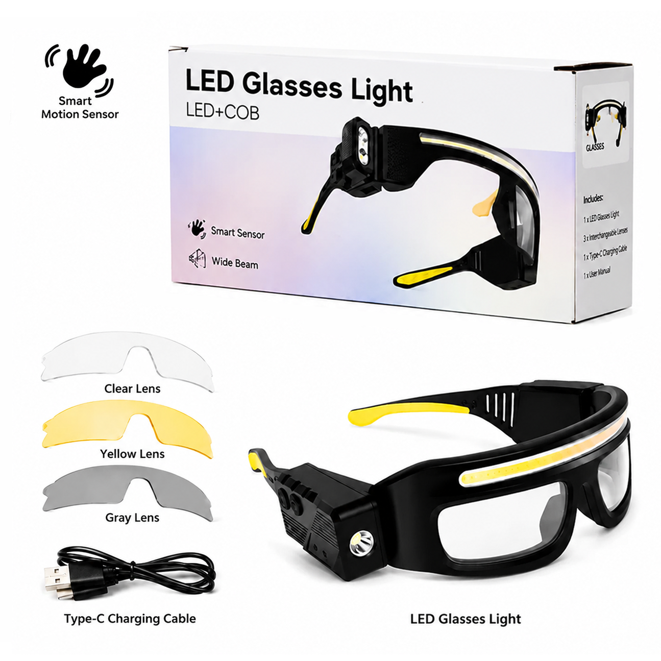 Rechargeable LED Work Light Glasses