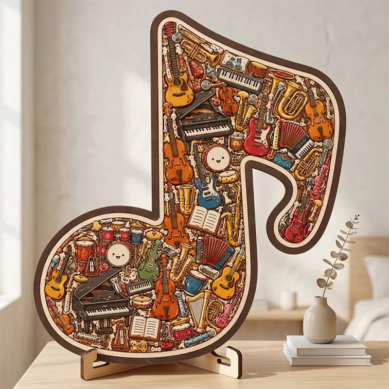 ⌛Limited-time offer🎶Wooden Musical Note Jigsaw Puzzle🧩 gift and display scene