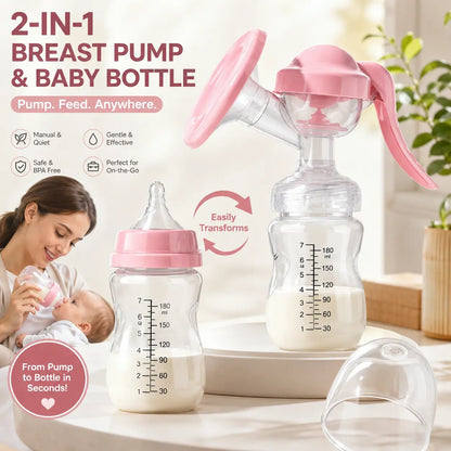 2-in-1 manual breast pump and baby bottle set