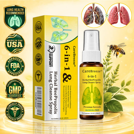 🐝🍀🇺🇸 Official Store:CareBreeze® 6-in-1 Herbal BeePropolis Lung Cleanse Spray(👨‍⚕️Directly acts on COPD. asthma. chronic bronchitis (CB). respiratory infections. lung cancer. sinusitis. and other conditions🫁)