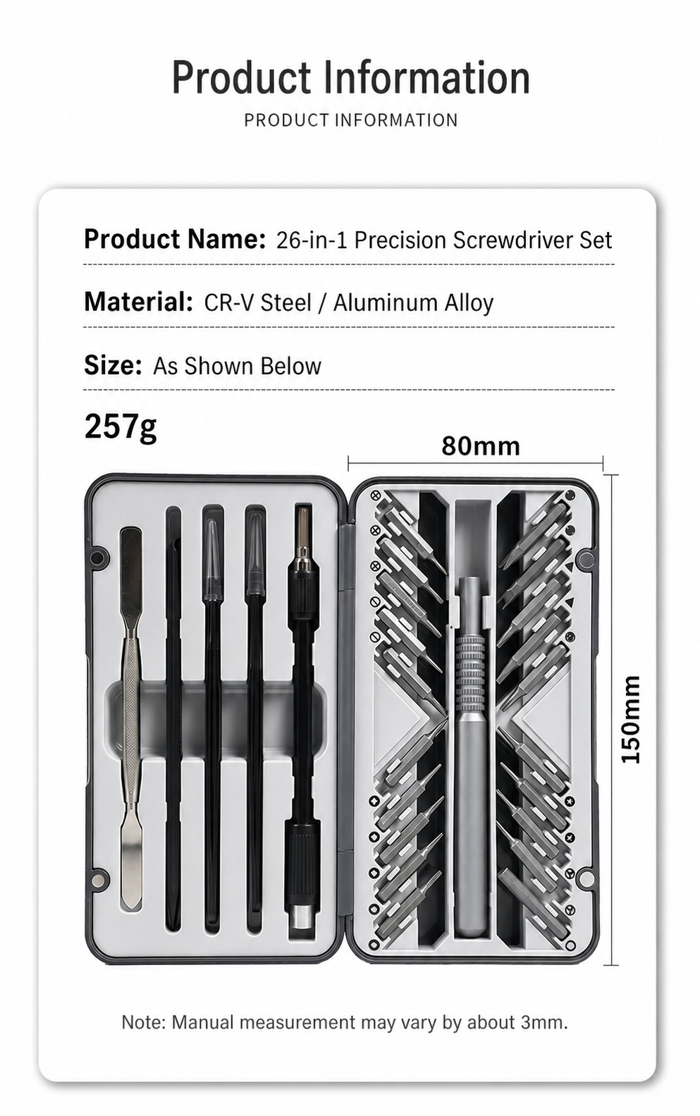26 in 1 precision screwdriver set product information