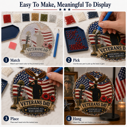 DIY diamond art placement process and included craft tools