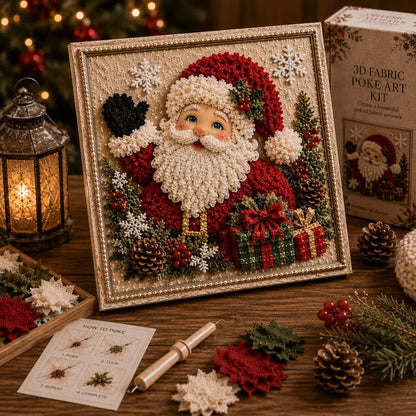 Cheerful Santa 3D fabric poke art kit
