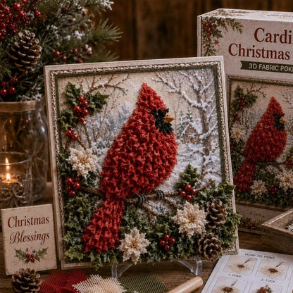 Christmas Cardinal 3D fabric poke art kit